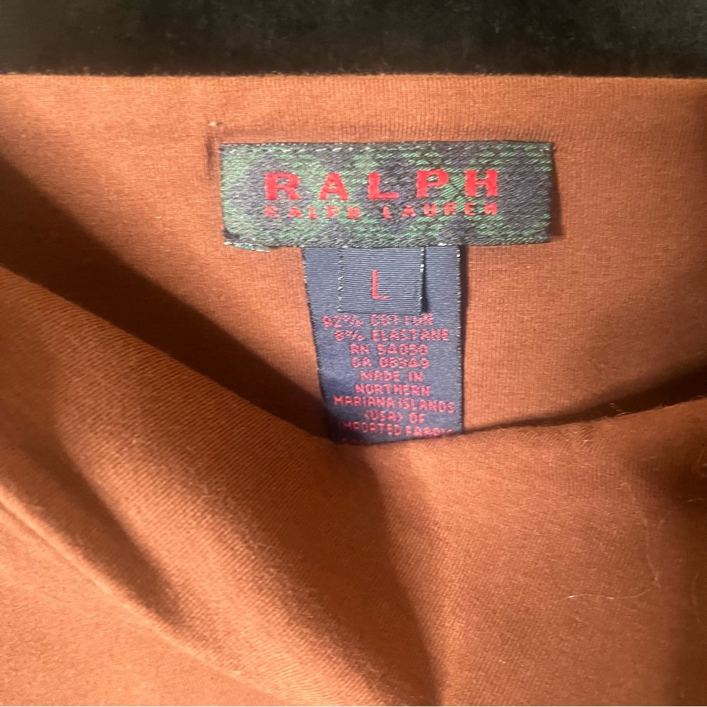 Ralph‎ Lauren Women’s Brown Spaghetti Strap Scoop Neck Jersey Knit Mini Dress L - Picture 2 of 8